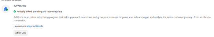Successfully connected AdWords account