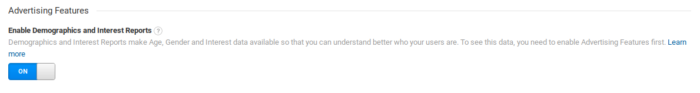 Enable Advertising Features in Google Analytics