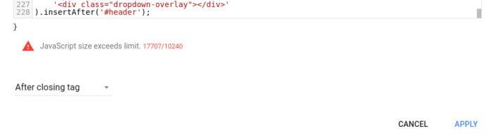 Google Optimize Limited Code Lenght