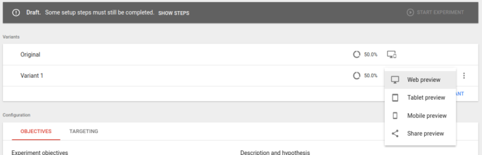 Google Optimize Preview Mode