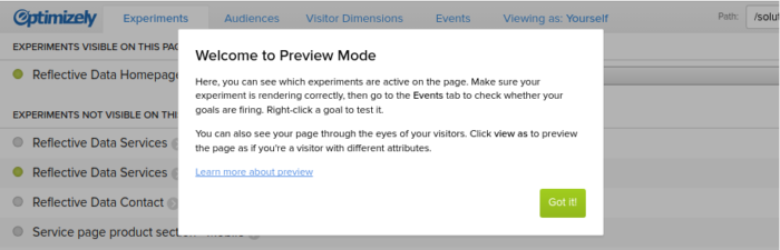 Optimizely Preview Links