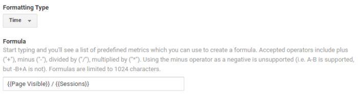 Time on Site calculated metric