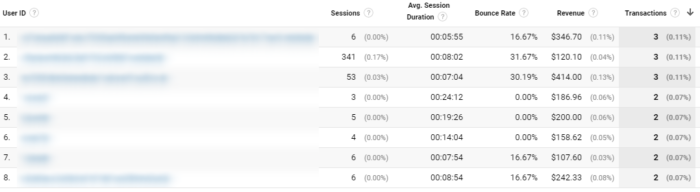 Google Analytics most valuable users
